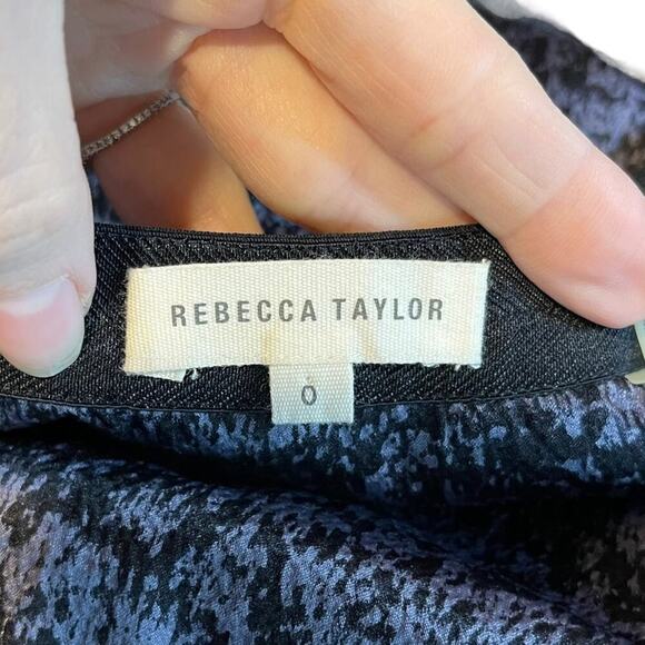 Rebecca Taylor White Noise Purple Black Snap Up Slit Silk A Line Pleat Skirt 0 - Picture 13 of 15